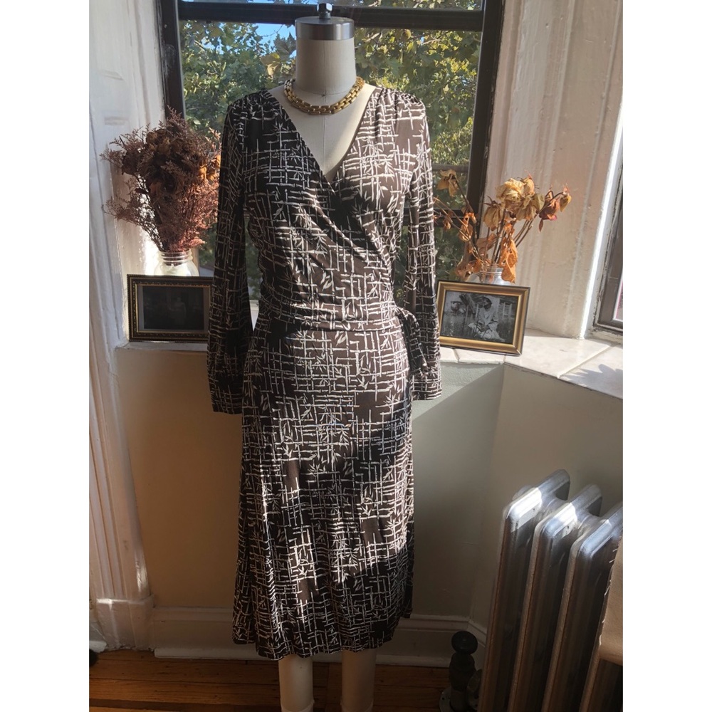 Ann Taylor-Bamboo Print Wrap Dress - Picture 2 of 6